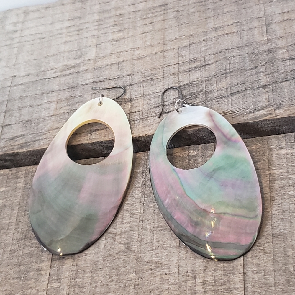 IRIDESCENT SHELL French Hook Earrings